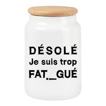 I AM TOO TIRED (sleep, night, nap) black - Cookie Jar with Wooden Lid - white - Front