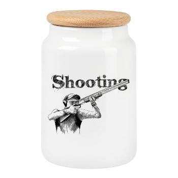 Shooting - Keksdose mit Holzdeckel - Weiß - Vorne