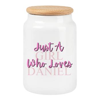 Conception de citation girly inspirante - Boîte à biscuits avec couvercle en bois - blanc - Devant