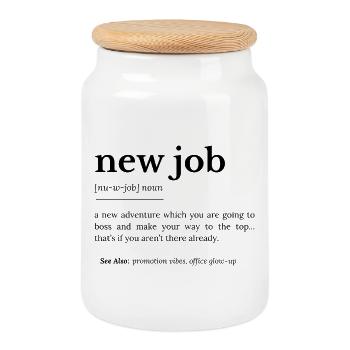 New Job definiton - Cookie Jar with Wooden Lid - white - Front