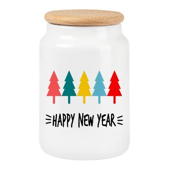 ALLES GUTE ZUM NEUEN JAHR. SILVESTER. NEUJAHR - Keksdose mit Holzdeckel - Weiß - Vorne