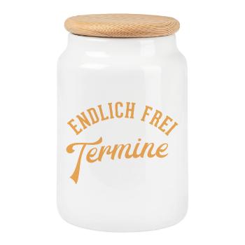 Enfin Cadeau gratuit Pension Pension Adieu - Boîte à biscuits avec couvercle en bois - blanc - Devant