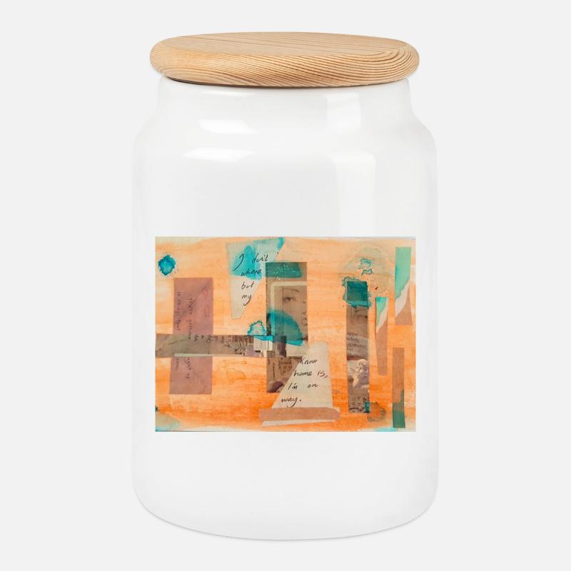 collage - Cookie Jar with Wooden Lid - white
