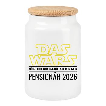 Pensionär 2026 Das wars Ruhestand Beamter Pension - Keksdose mit Holzdeckel - Weiß - Vorne