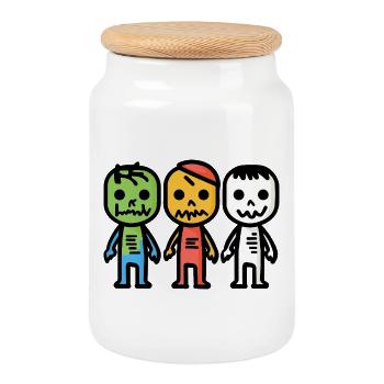 Zombies Halloween - Keksdose mit Holzdeckel - Weiß - Vorne