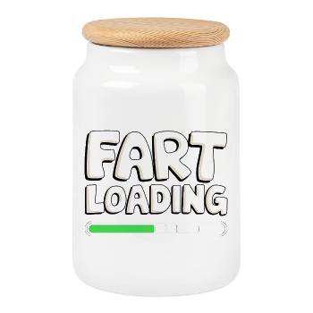 Fart Loading Progress Bar - Cookie Jar with Wooden Lid - white - Front