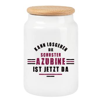Trainee Shoemaker Apprenticeship Training Shoemaker - Cookie Jar with Wooden Lid - white - Front