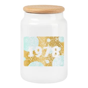 Number 1978 - Cookie Jar with Wooden Lid - white - Front