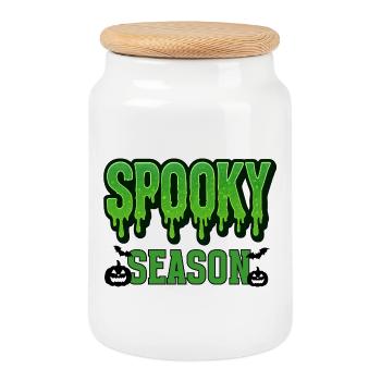 Spooky Season Illustration - Keksdose mit Holzdeckel - Weiß - Vorne