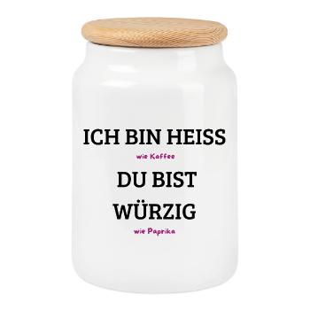 Kaffee Paprika Kontrast - Keksdose mit Holzdeckel - Weiß - Vorne