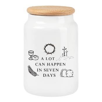 Beaucoup de choses peuvent se passer en sept jours - Boîte à biscuits avec couvercle en bois - blanc - Devant