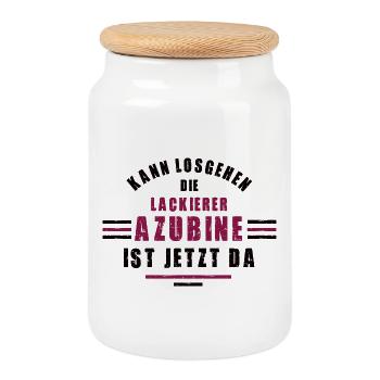 Azubine Lackierer Lehre Ausbildung Lackiererin - Keksdose mit Holzdeckel - Weiß - Vorne