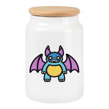 Bat Halloween Comic Funny - Cookie Jar with Wooden Lid - white - Front