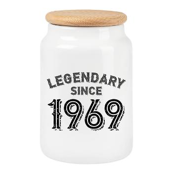 Légendaire depuis 1969 - Boîte à biscuits avec couvercle en bois - blanc - Devant