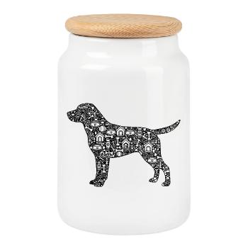 Labrador Retriever Design Hund - Keksdose mit Holzdeckel - Weiß - Vorne