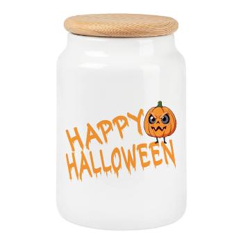 Halloween - Boîte à biscuits avec couvercle en bois - blanc - Devant