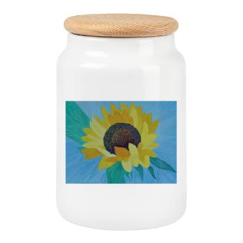 Sonnenblume Bunte Malerei Kunst - Keksdose mit Holzdeckel - Weiß - Vorne