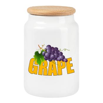 GRAPE - Cookie Jar with Wooden Lid - white - Front