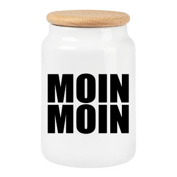 MOIN MOIN - Keksdose mit Holzdeckel - Weiß - Vorne