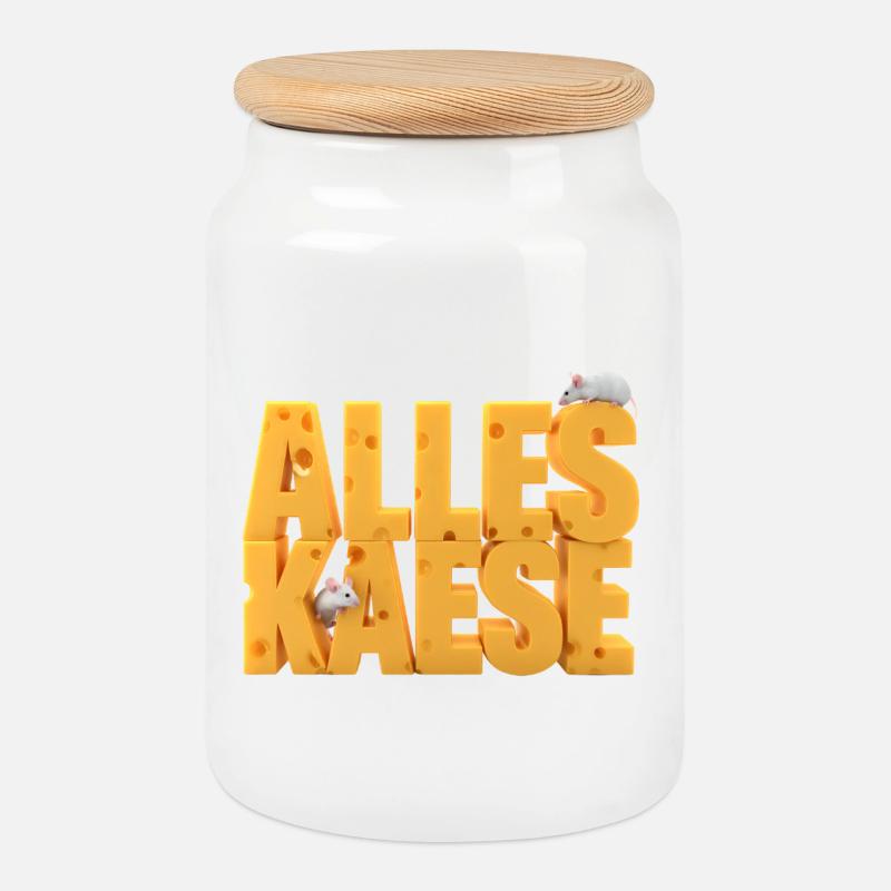 Alles Kaese - Keksdose mit Holzdeckel - Weiß