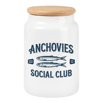 Anchovies Social Club - Keksdose mit Holzdeckel - Weiß - Vorne