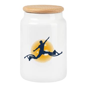 Boking Silhouette - Boîte à biscuits avec couvercle en bois - blanc - Devant