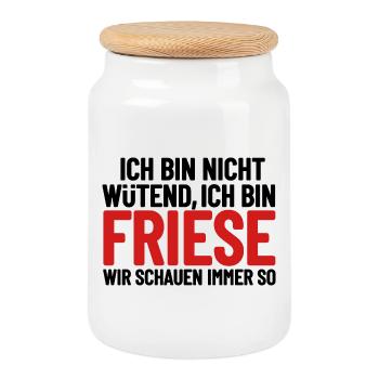 I'm not angry - I'm Frisian - Cookie Jar with Wooden Lid - white - Front