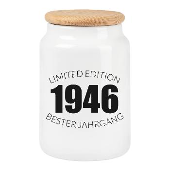 80e anniversaire - 1946 - Édition limitée - Meilleur - Boîte à biscuits avec couvercle en bois - blanc - Devant