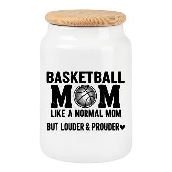 Proud Basketball Mommy Basketball Mother - Cookie Jar with Wooden Lid - white - Front