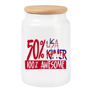 Cambodge Cambodgiens 50 % États-Unis 50 % Khmers - Boîte à biscuits avec couvercle en bois - blanc - Devant