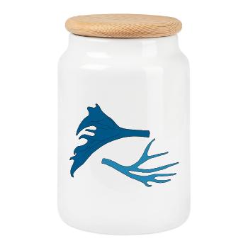 Antlers of the deer - Cookie Jar with Wooden Lid - white - Front