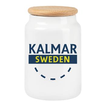 Kalmar Schweden Emblem Grafik - Keksdose mit Holzdeckel - Weiß - Vorne