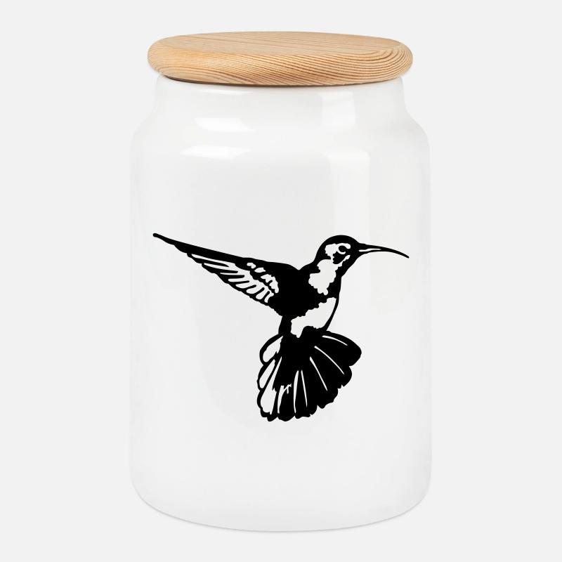 Colibri - Boîte à biscuits avec couvercle en bois - blanc
