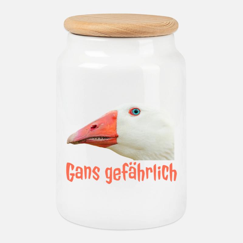 Ganz Gefährlich Gänsekopf - Keksdose mit Holzdeckel - Weiß