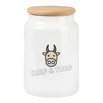 SURF AND TURF - Keksdose mit Holzdeckel - Weiß - Vorne