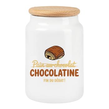 Pain au Chocolat vs. Chocolatine, die eigentliche Debatte - Keksdose mit Holzdeckel - Weiß - Vorne