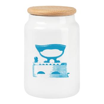 Iron old - Cookie Jar with Wooden Lid - white - Front