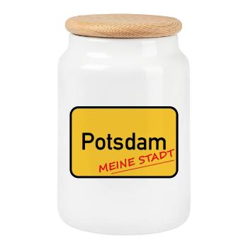 POTSDAM - MEINE STADT - Keksdose mit Holzdeckel - Weiß - Vorne