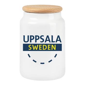 Uppsala Logotype Schweden - Keksdose mit Holzdeckel - Weiß - Vorne