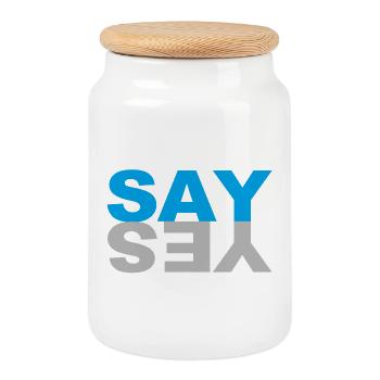 SAY YES - Keksdose mit Holzdeckel - Weiß - Vorne
