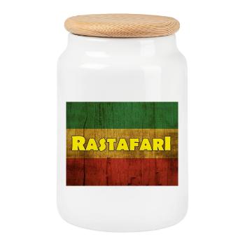 RASTAFARI - Keksdose mit Holzdeckel - Weiß - Vorne