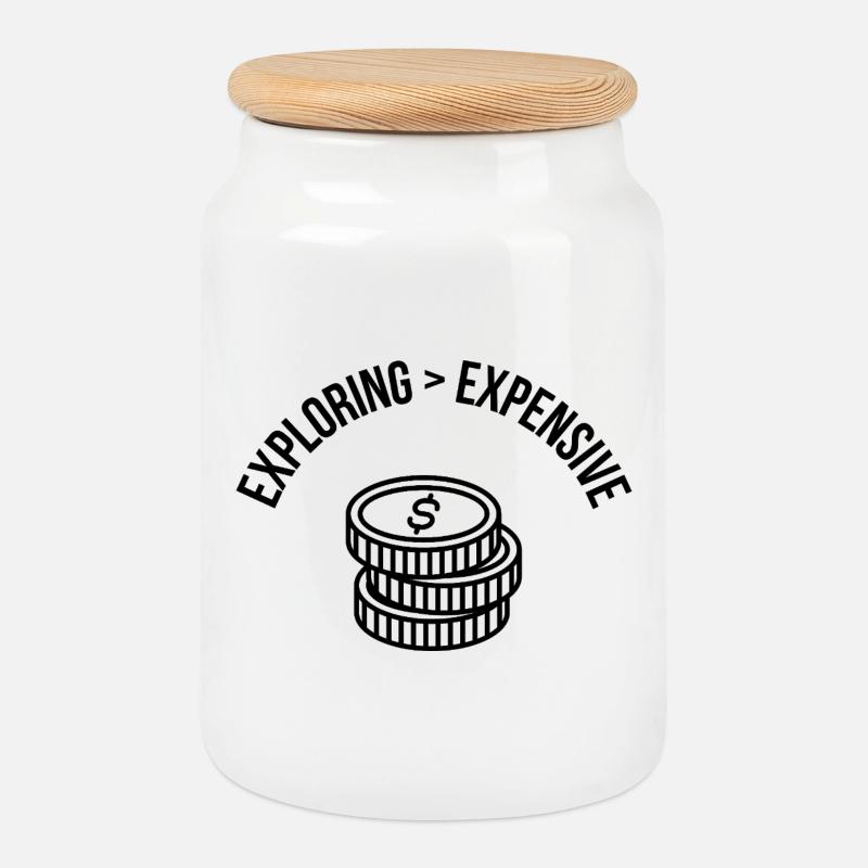 Exploring > Expensive – Travel Shirt - Keksdose mit Holzdeckel - Weiß