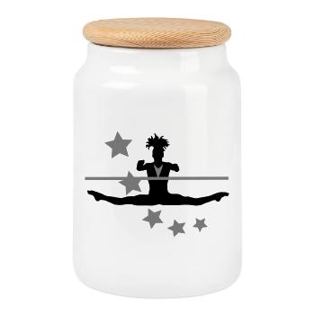 Gymnastics - Cookie Jar with Wooden Lid - white - Front