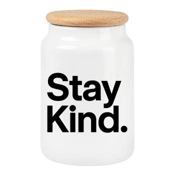 Stay Kind - Keksdose mit Holzdeckel - Weiß - Vorne