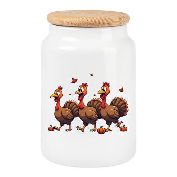 Thanksgiving Truthahn Baby - Keksdose mit Holzdeckel - Weiß - Vorne
