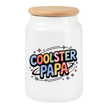 Coolster Papa bunte Retro-Buchstaben - Keksdose mit Holzdeckel - Weiß - Vorne