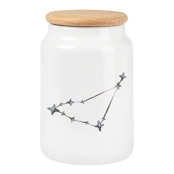 Star Row Constellation Design - Cookie Jar with Wooden Lid - white - Front