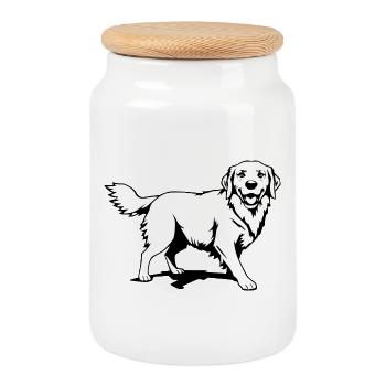 T-shirt Golden Retriever Dogs Cadeau - Boîte à biscuits avec couvercle en bois - blanc - Devant