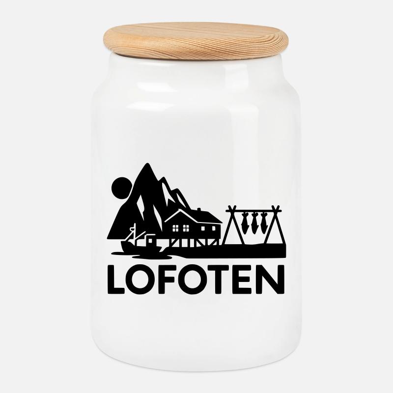 lofoten silhouette - Keksdose mit Holzdeckel - Weiß