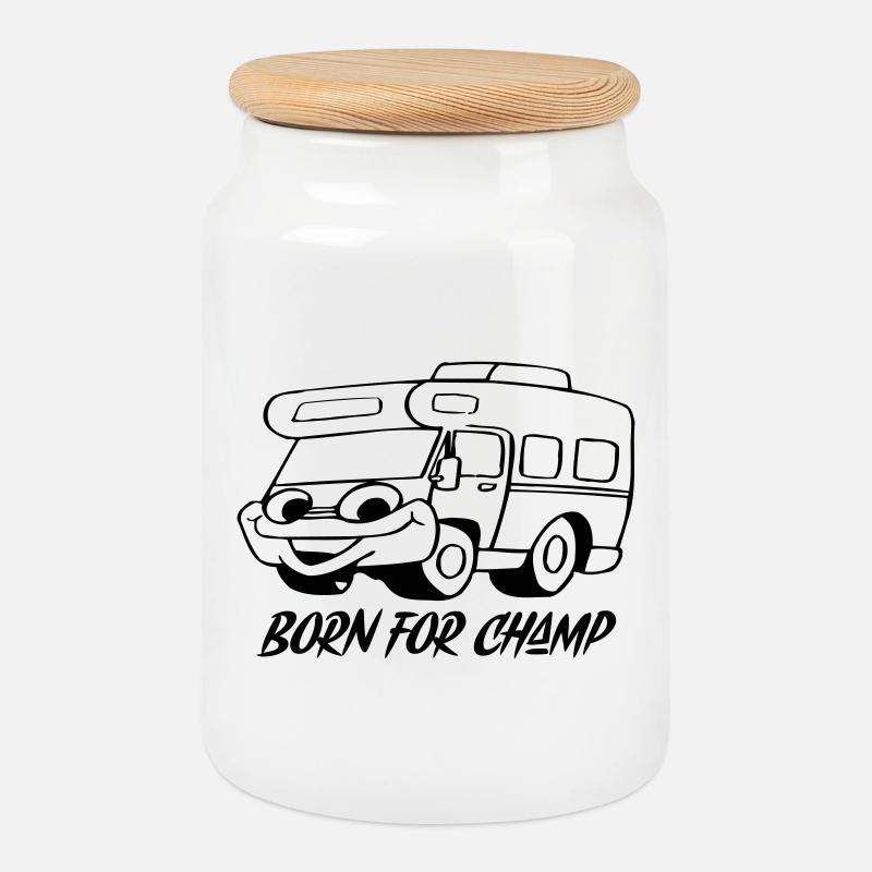 Born for Champions - Cookie Jar with Wooden Lid - white